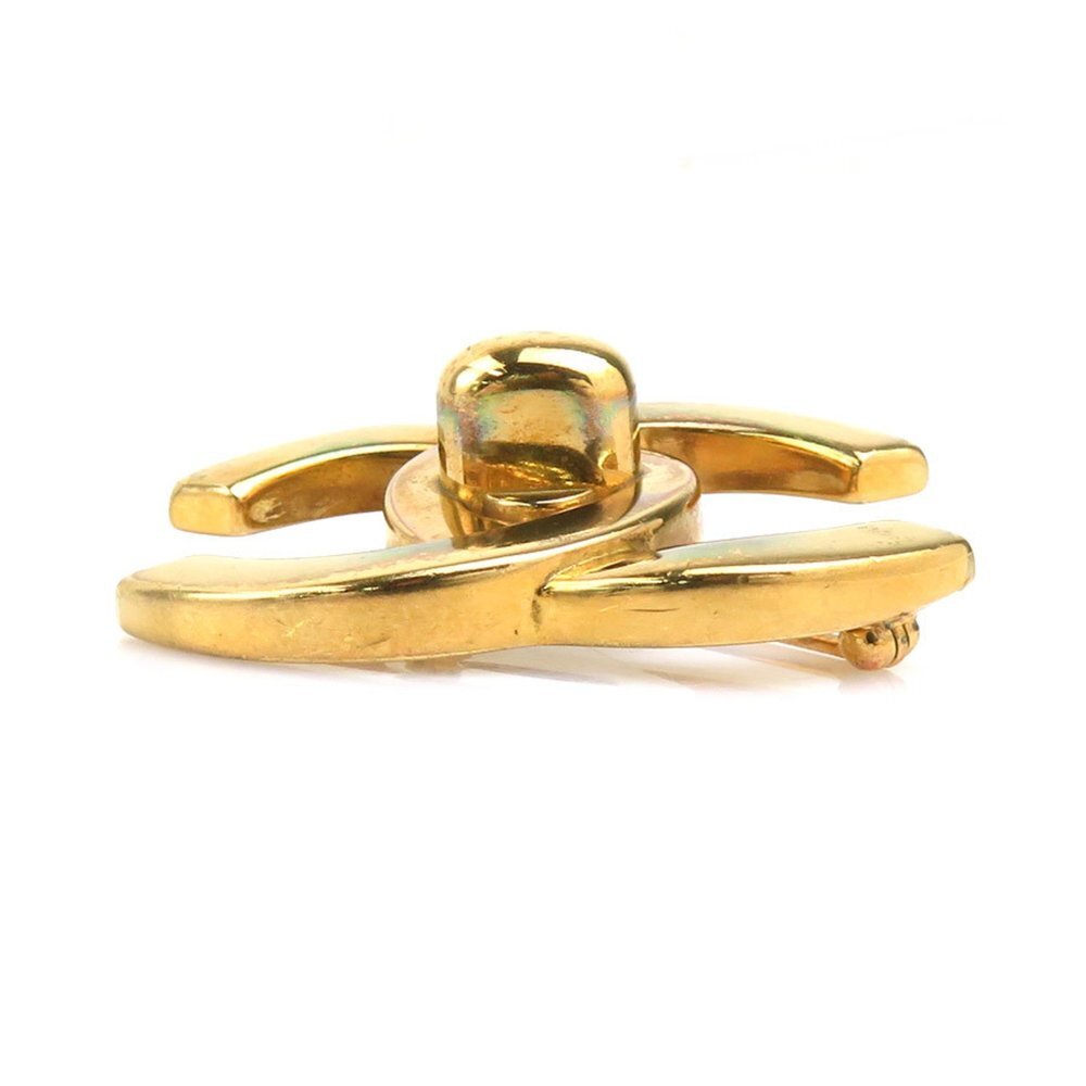 CHANEL Authentic Gold Logo Brooch - Picture 3 of 5